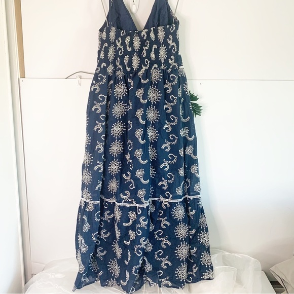 Simplee Allover Print Ruffle Hem Cami Dress Blue White XL - Picture 6 of 13